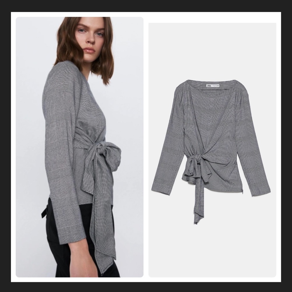 Zara Long Sleeve Knit Knotted Front Top